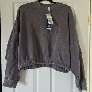 Adidas Washed Gray Cropped Pullover